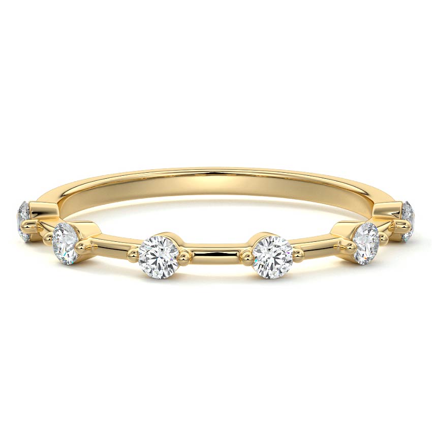 Siena round lab grown diamond wedding band in yellow gold - Nura Lab NZ
