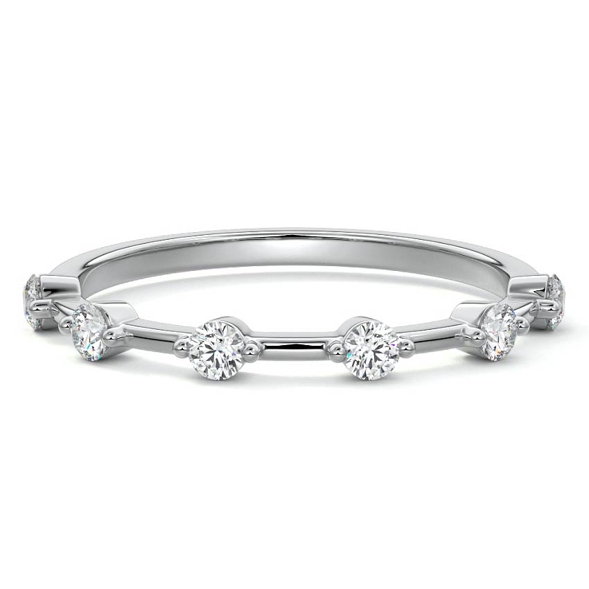 Siena round lab grown diamond wedding band in white gold - Nura Lab NZ