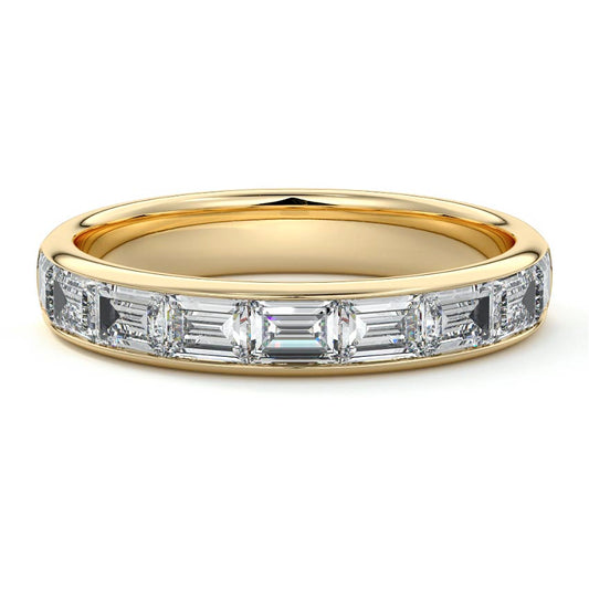 Seraphina baguette lab grown diamond wedding band in yellow gold - Nura Lab NZ
