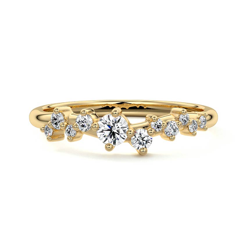 Rosalie round lab grown diamond wedding band in yellow gold - Nura Lab NZ