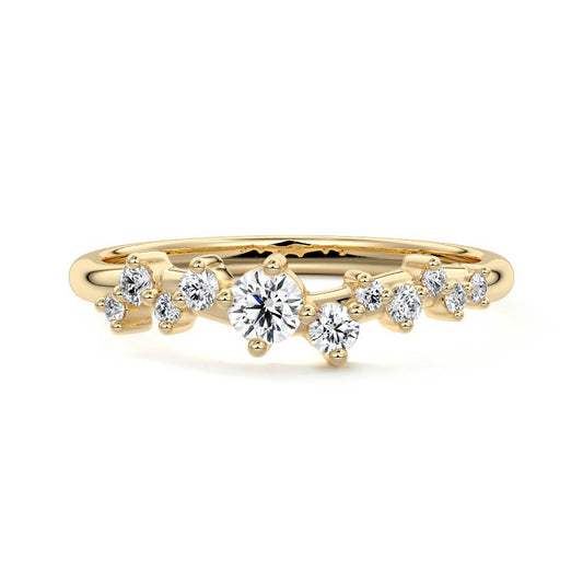 Rosalie round lab grown diamond wedding band in yellow gold - Nura Lab NZ