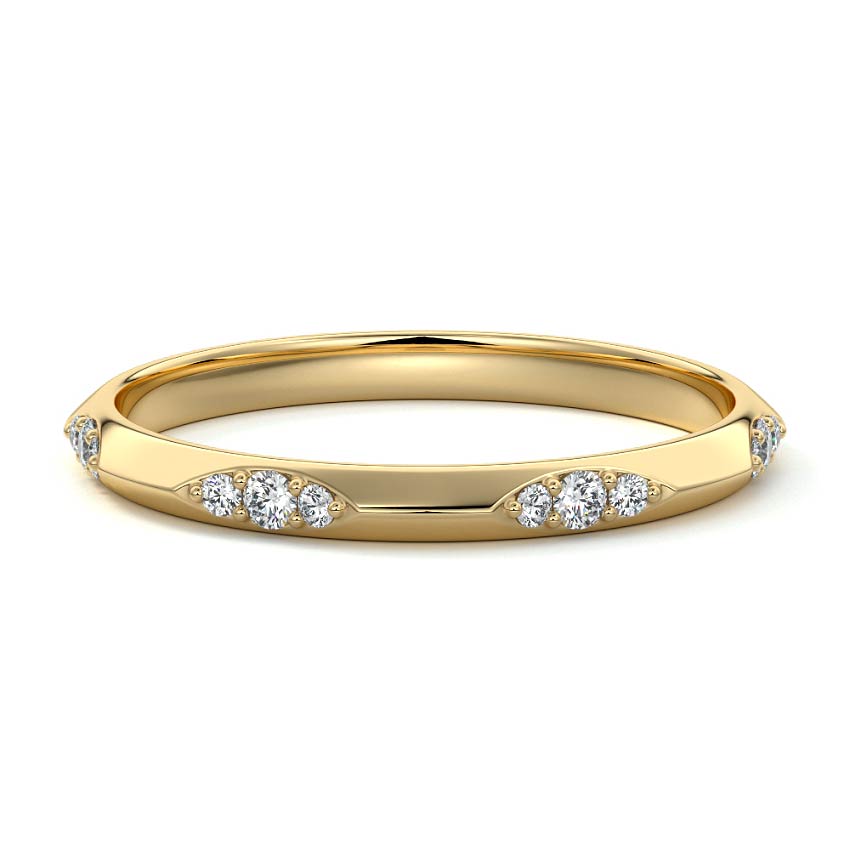 Romy round lab grown diamond wedding band in yellow gold - Nura Lab NZ