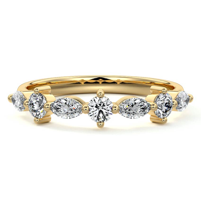 Odette marquise lab grown diamond wedding band in yellow gold - Nura Lab NZ