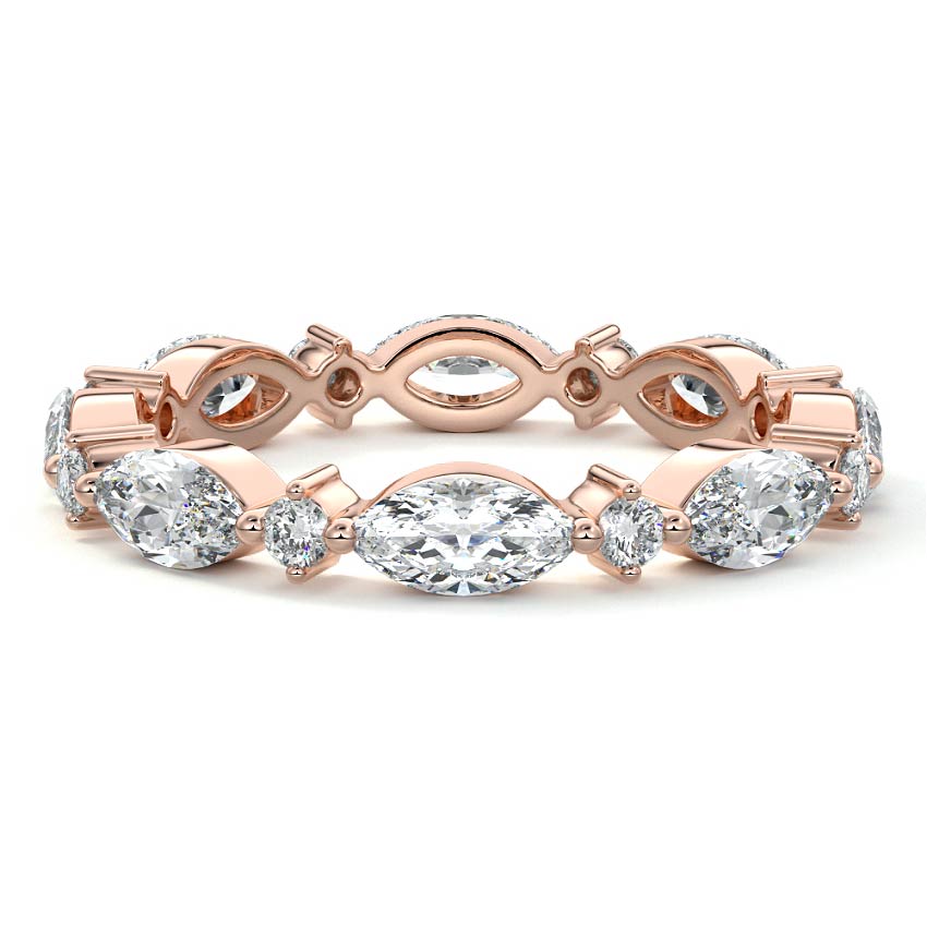 Noelle marquise lab grown diamond wedding band in rose gold - Nura Lab NZ