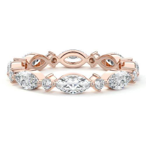 Noelle marquise lab grown diamond wedding band in rose gold - Nura Lab NZ