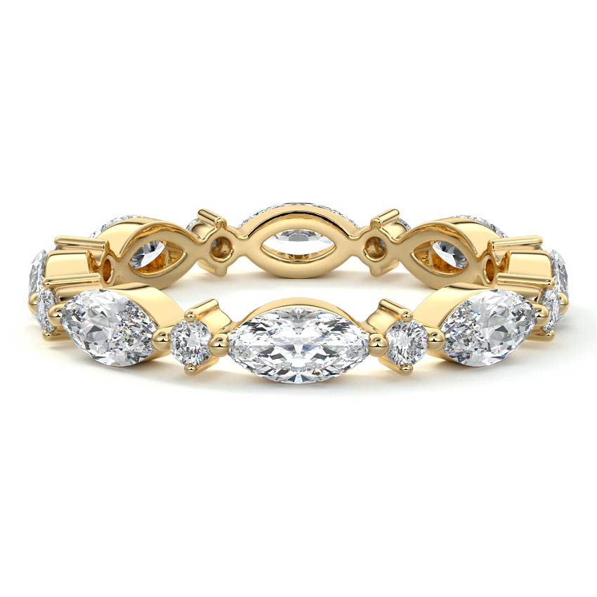 Noelle marquise lab grown diamond wedding band in yellow gold - Nura Lab NZ