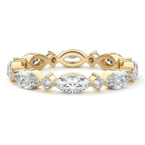 Noelle marquise lab grown diamond wedding band in yellow gold - Nura Lab NZ