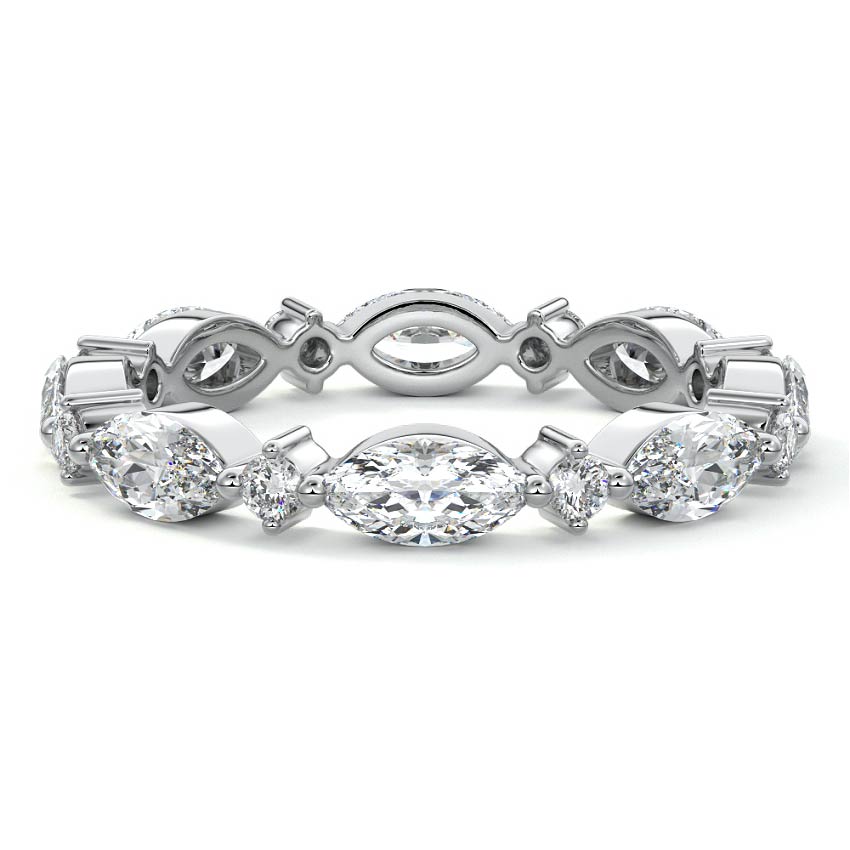 Noelle marquise lab grown diamond wedding band in white gold - Nura Lab NZ
