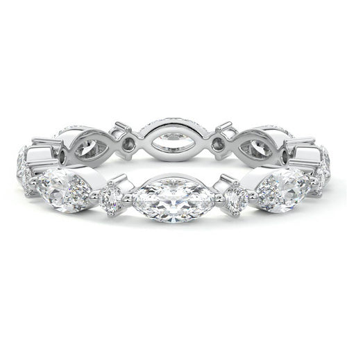 Noelle marquise lab grown diamond wedding band in white gold - Nura Lab NZ