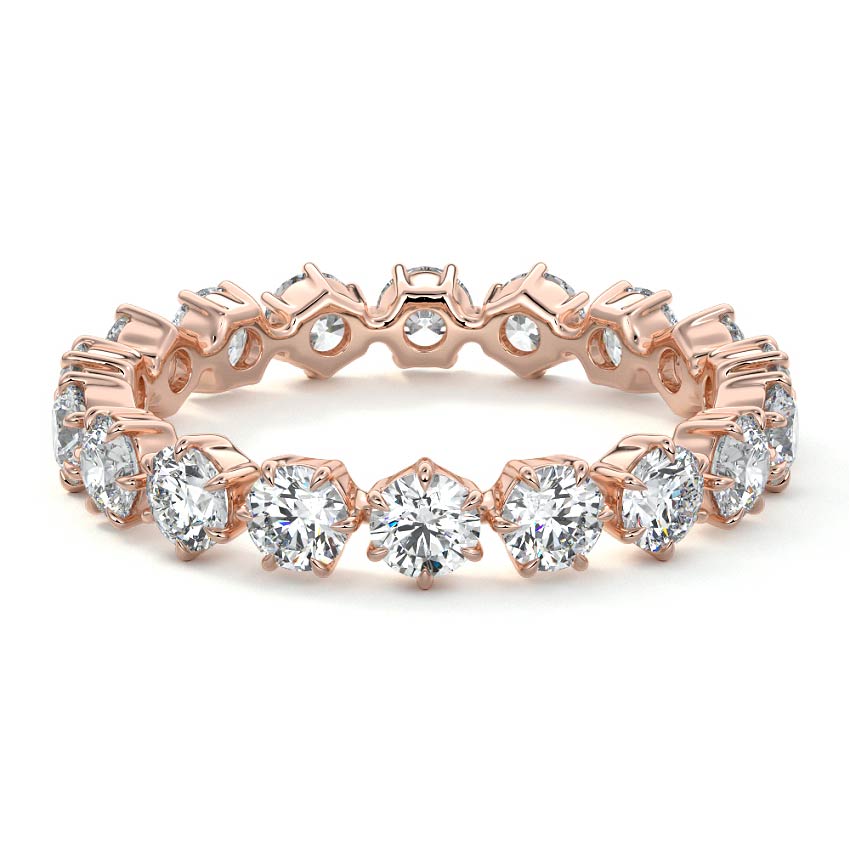 Naomi round lab grown diamond wedding band in rose gold - Nura Lab NZ