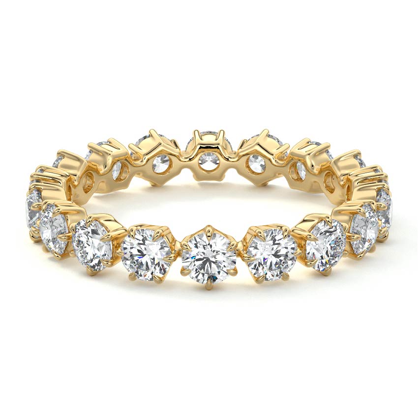 Naomi round lab grown diamond wedding band in yellow gold - Nura Lab NZ
