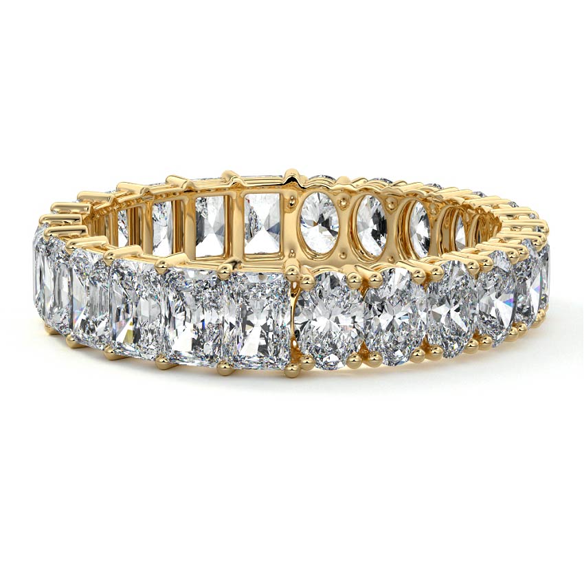 Nadine oval, radiant lab grown diamond wedding band in yellow gold - Nura Lab NZ