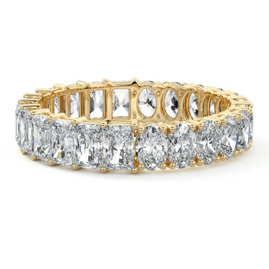 Nadine oval, radiant lab grown diamond wedding band in yellow gold - Nura Lab NZ