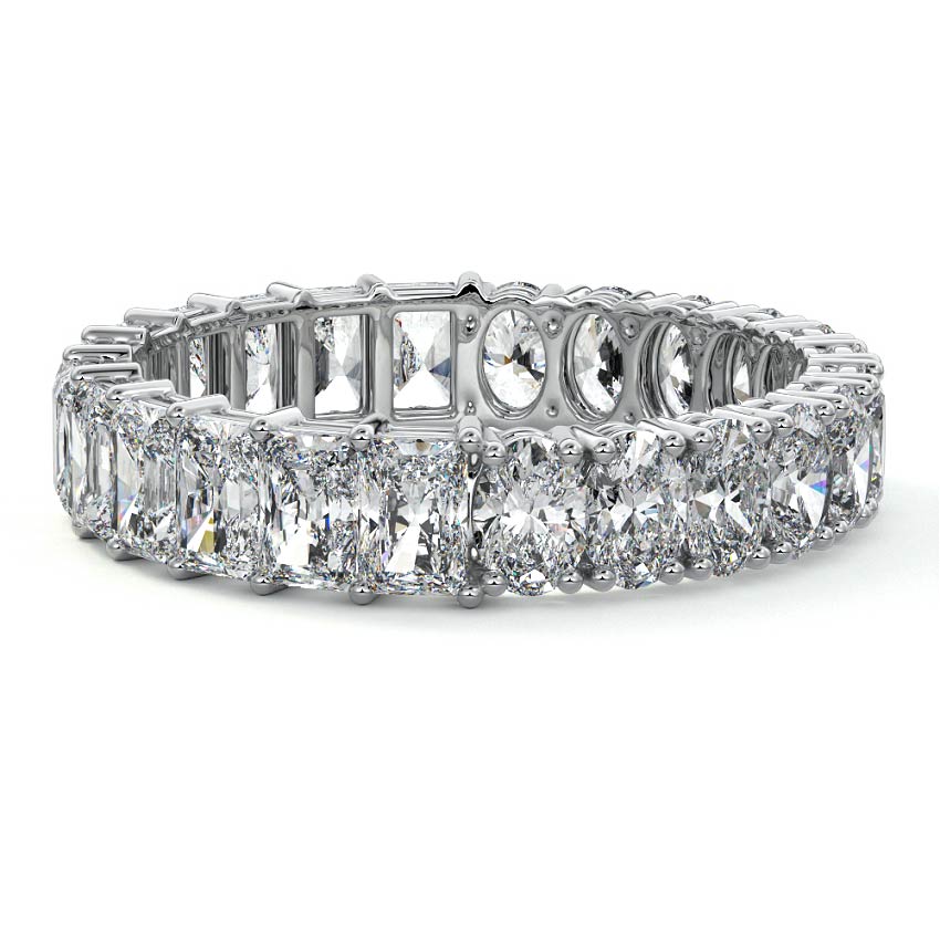 Nadine oval, radiant lab grown diamond wedding band in platinum - Nura Lab NZ