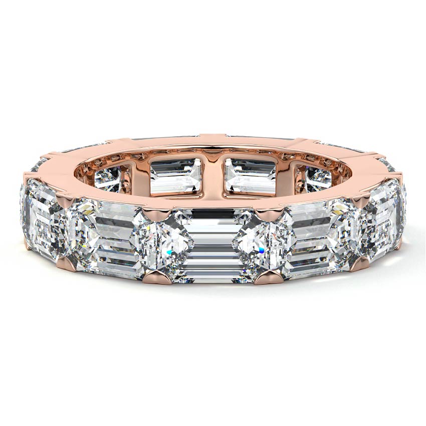 Marina emerald lab grown diamond wedding band in rose gold - Nura Lab NZ