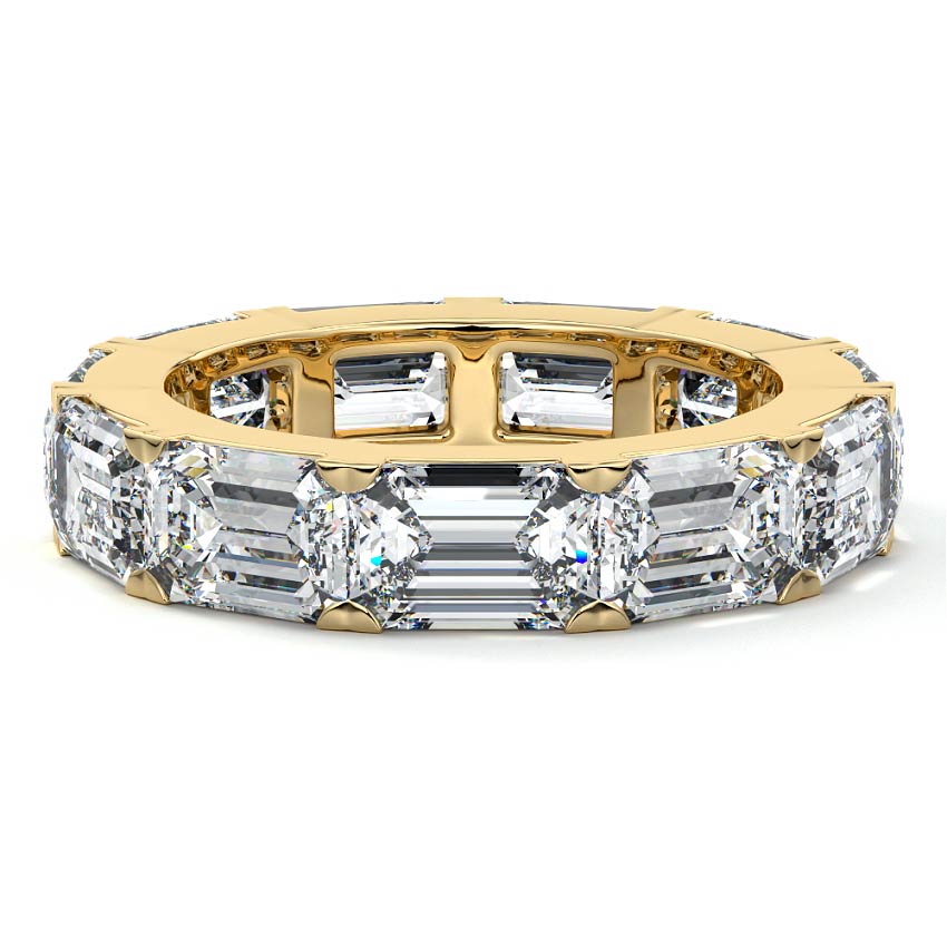Marina emerald lab grown diamond wedding band in yellow gold - Nura Lab NZ