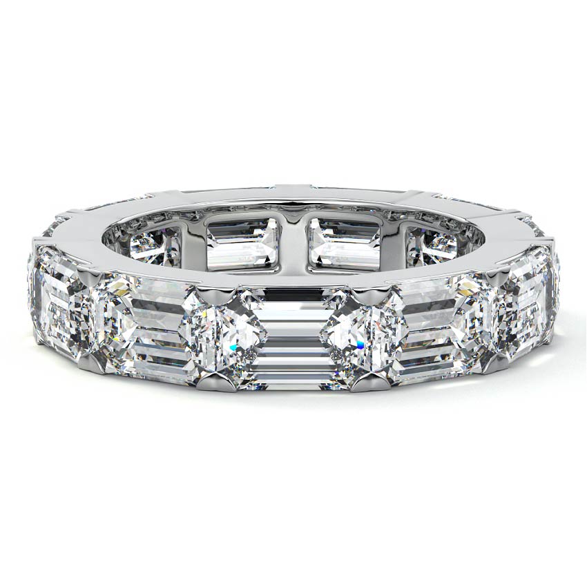 Marina emerald lab grown diamond wedding band in platinum - Nura Lab NZ