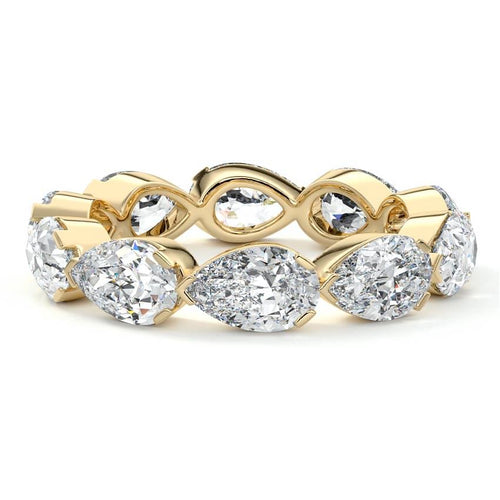 Madeleine pear lab grown diamond wedding band in yellow gold - Nura Lab NZ