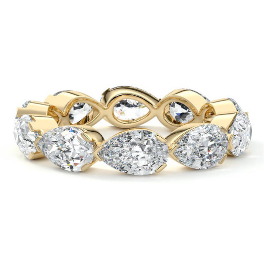 Madeleine pear lab grown diamond wedding band in yellow gold - Nura Lab NZ