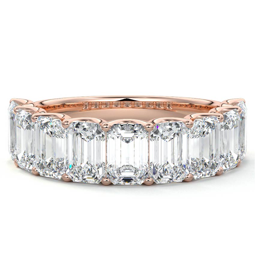 Genevieve emerald lab grown diamond wedding band in rose gold - Nura Lab NZ