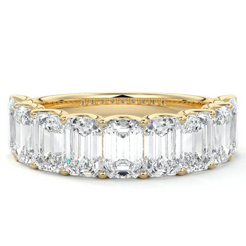 Genevieve emerald lab grown diamond wedding band in yellow gold - Nura Lab NZ