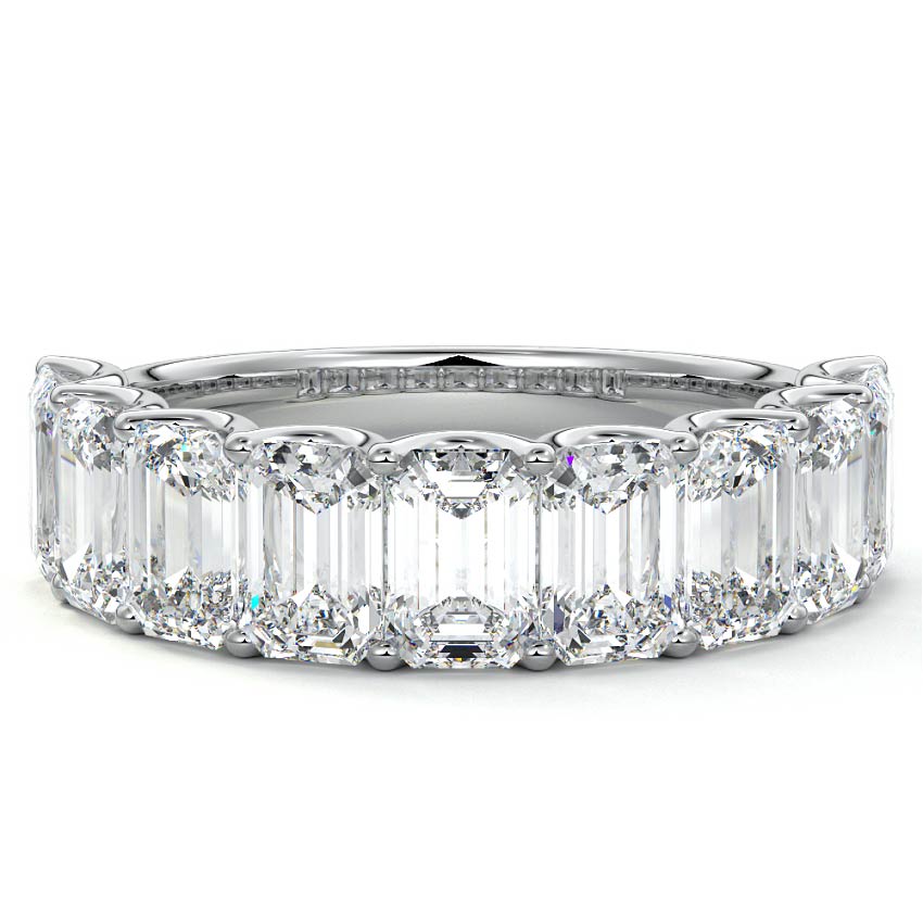 Genevieve emerald lab grown diamond wedding band in platinum - Nura Lab NZ