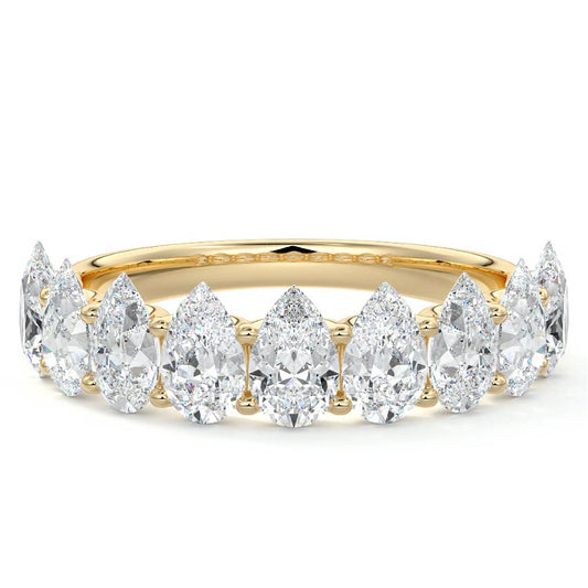 Faye pear lab grown diamond wedding band in yellow gold - Nura Lab NZ