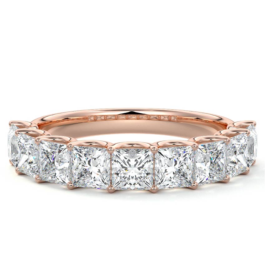 Evelina princess lab grown diamond wedding band in rose gold - Nura Lab NZ