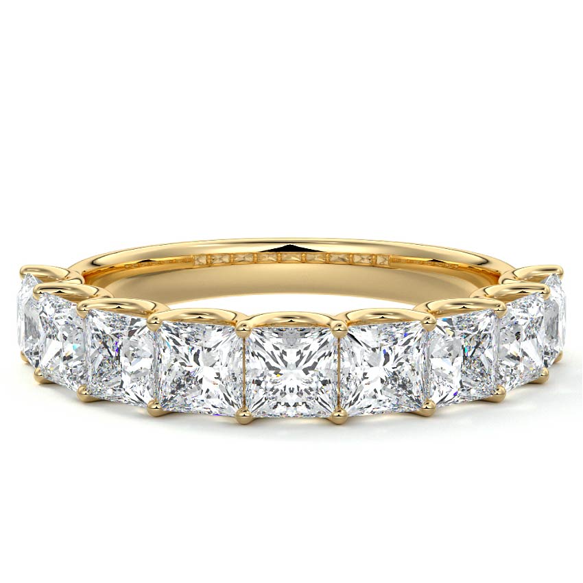 Evelina princess lab grown diamond wedding band in yellow gold - Nura Lab NZ