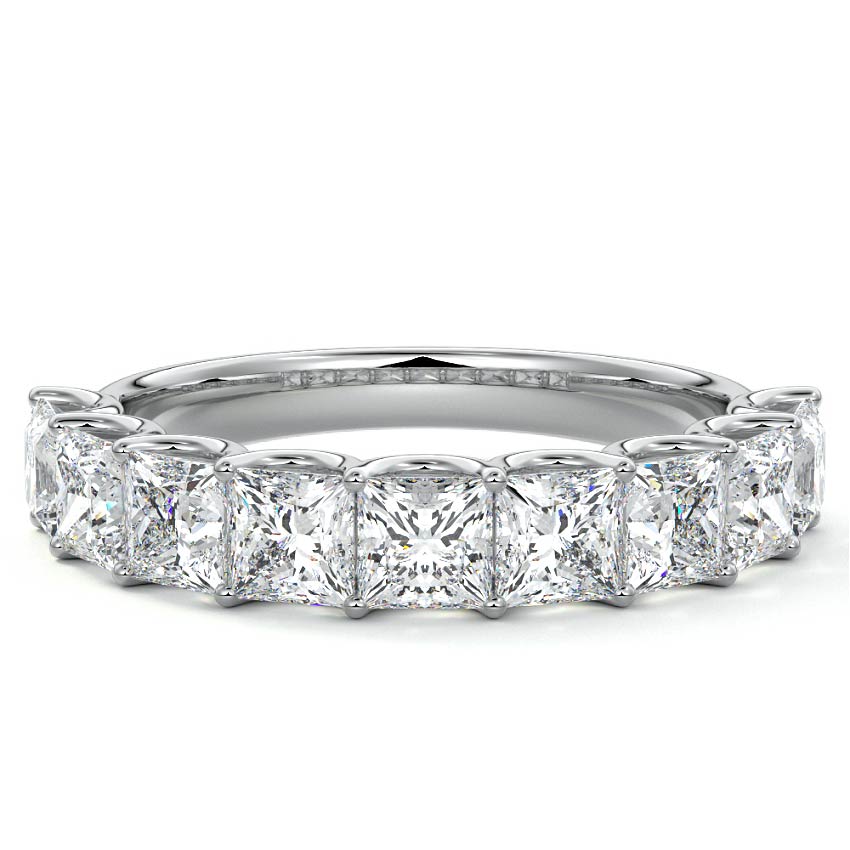 Evelina princess lab grown diamond wedding band in platinum - Nura Lab NZ