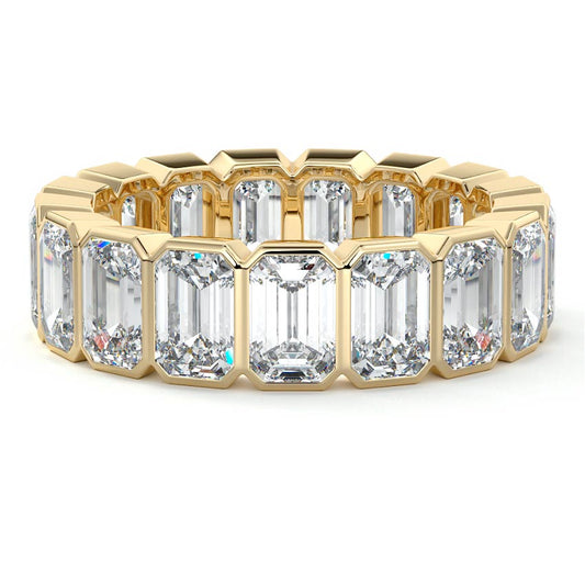 Elodie emerald lab grown diamond wedding band in yellow gold - Nura Lab NZ