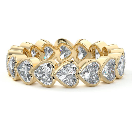 Elise radiant, heart lab grown diamond wedding band in yellow gold - Nura Lab NZ