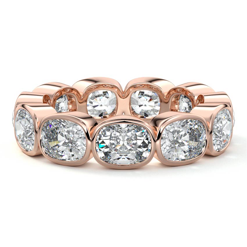 Celine cushion lab grown diamond wedding band in rose gold - Nura Lab NZ