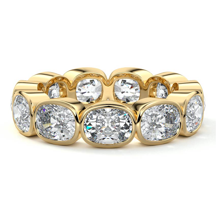 Celine cushion lab grown diamond wedding band in yellow gold - Nura Lab NZ