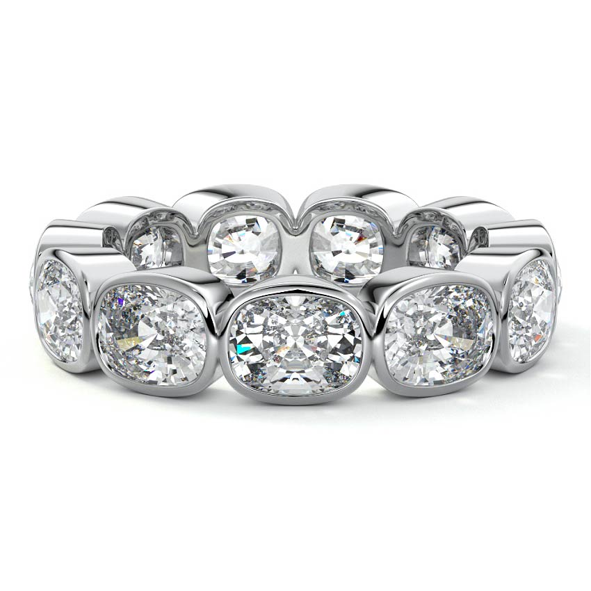 Celine cushion lab grown diamond wedding band in white gold - Nura Lab NZ
