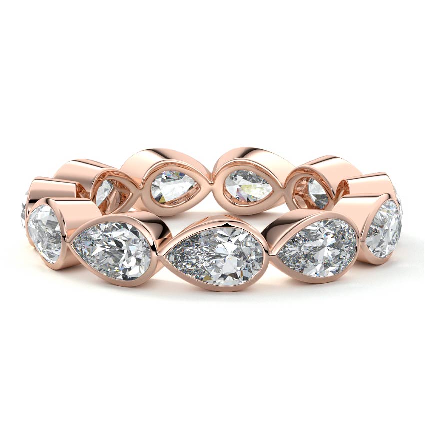 Beatrice pear lab grown diamond wedding band in rose gold - Nura Lab NZ