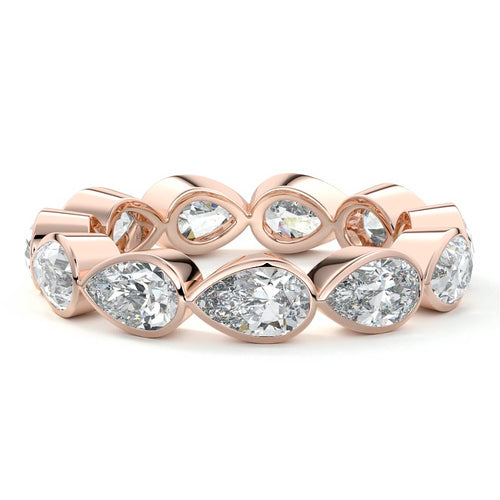Beatrice pear lab grown diamond wedding band in rose gold - Nura Lab NZ