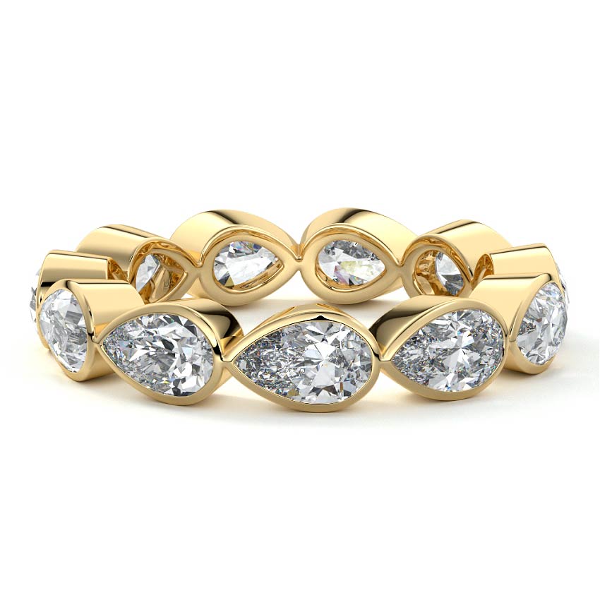 Beatrice pear lab grown diamond wedding band in yellow gold - Nura Lab NZ