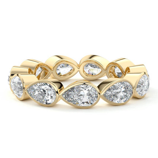 Beatrice pear lab grown diamond wedding band in yellow gold - Nura Lab NZ