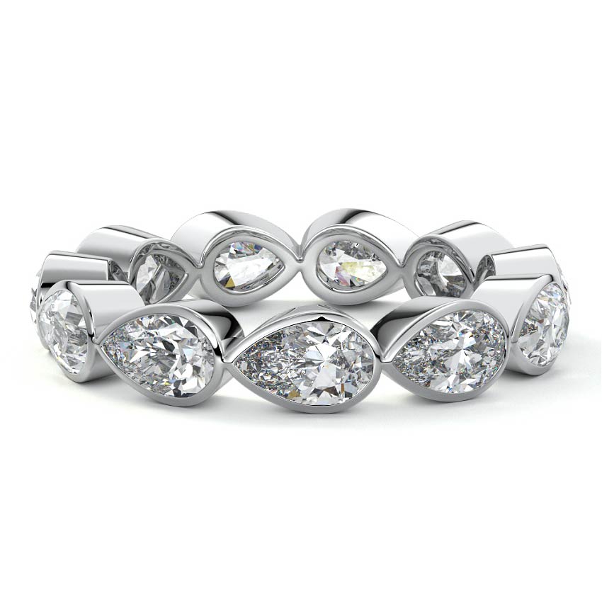 Beatrice pear lab grown diamond wedding band in platinum - Nura Lab NZ