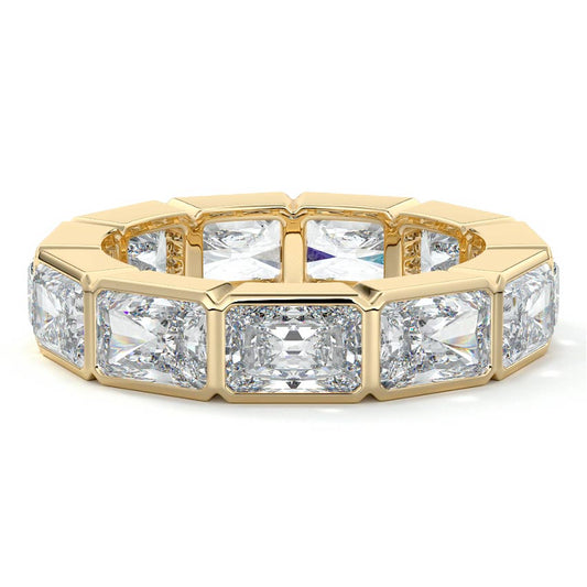 Aurora radiant lab grown diamond wedding band in yellow gold - Nura Lab NZ