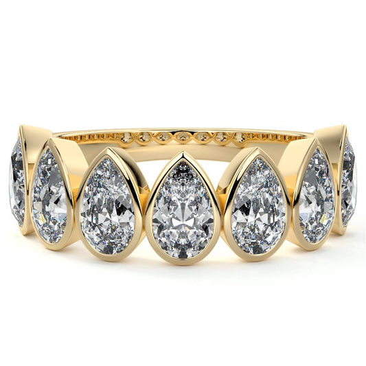 Amelie pear lab grown diamond wedding band in yellow gold - Nura Lab NZ