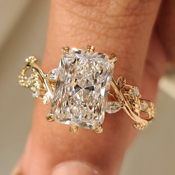 Rosalie Dawn - Radiant Cut Nature Inspired Engagement Ring with Leaf Style Prong