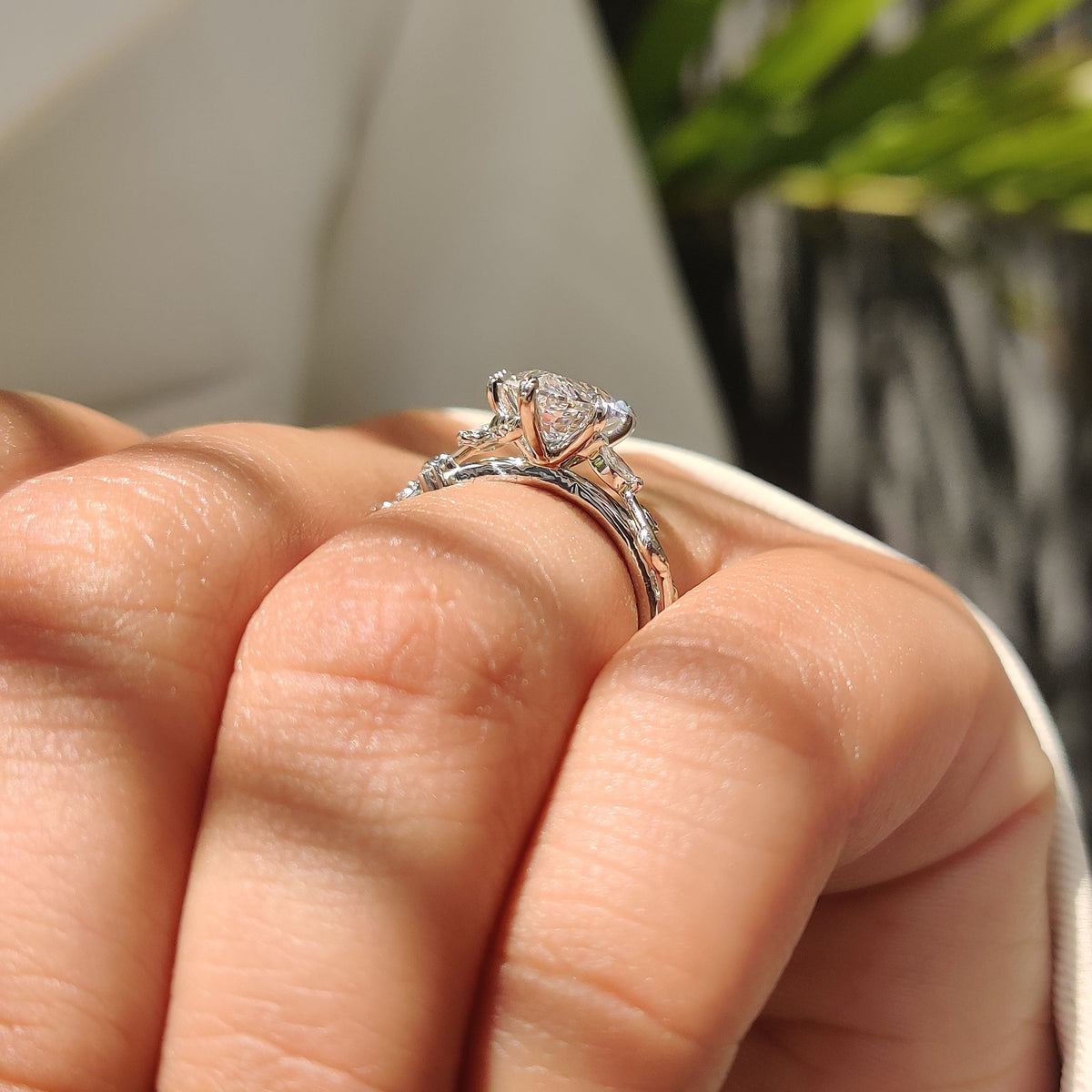 Seraphina Pearl - Dutch Marquise Cut Engagement Ring in Nature Inspired Style