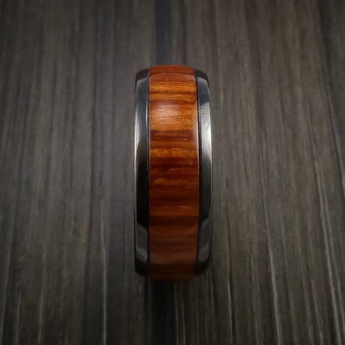 Pioneer XII - Black Zirconium Men's Ring with Wood Inlay Wedding Ring - view 4 - Nura Lab