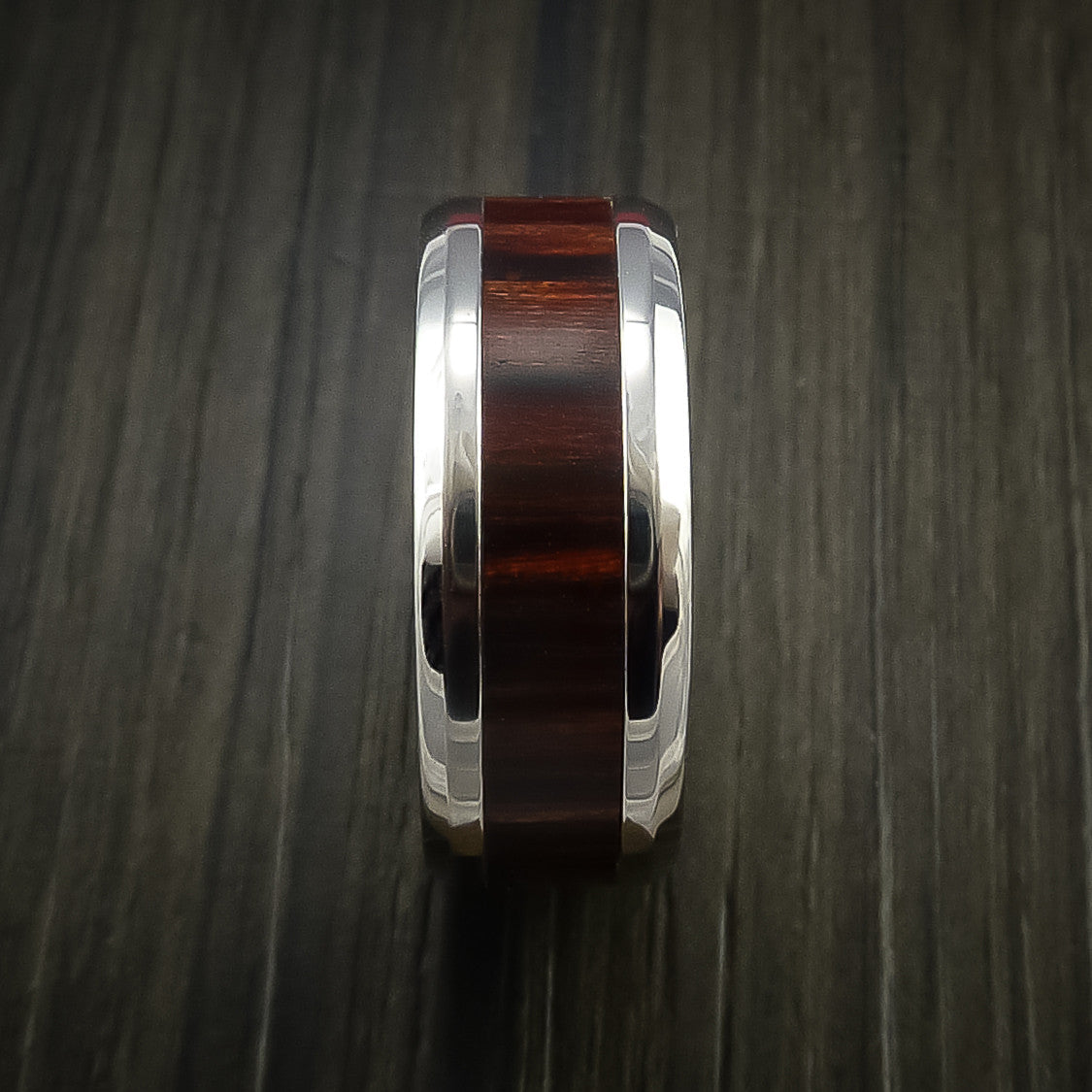 Kingsguard XII - Cobalt Chrome Men's Ring with Wood Inlay Wedding Ring - view 3 - Nura Lab