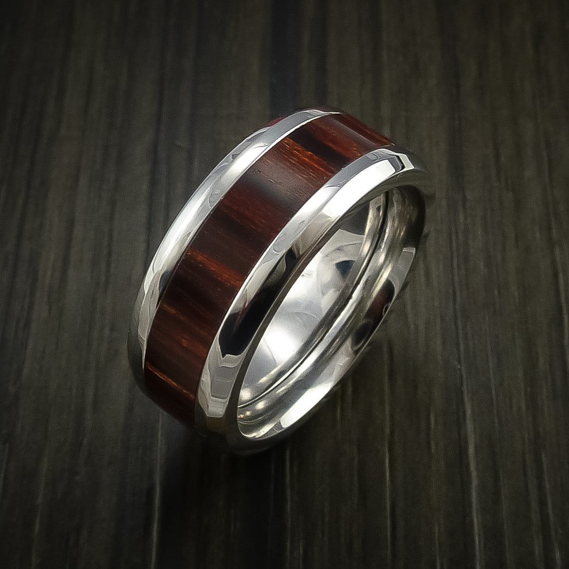 Kingsguard XII - Cobalt Chrome Men's Ring with Wood Inlay Wedding Ring - view 4 - Nura Lab