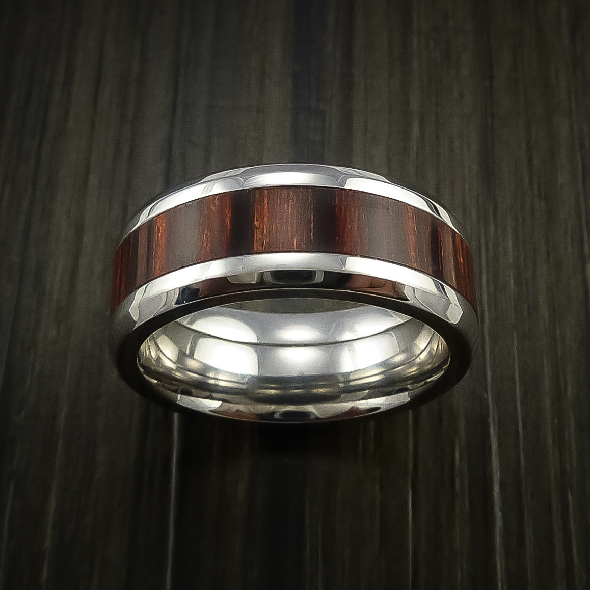 Kingsguard XII - Cobalt Chrome Men's Ring with Wood Inlay Wedding Ring - view 2 - Nura Lab