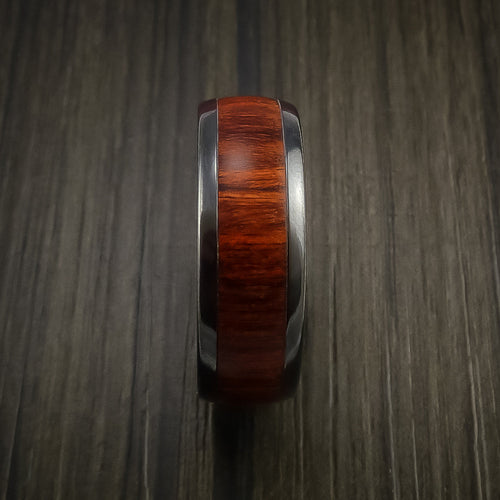 Regent XII - Black Zirconium Men's Ring with Wood Inlay Wedding Ring - view 4 - Nura Lab