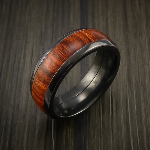 Regent XII - Black Zirconium Men's Ring with Wood Inlay Wedding Ring - view 3 - Nura Lab